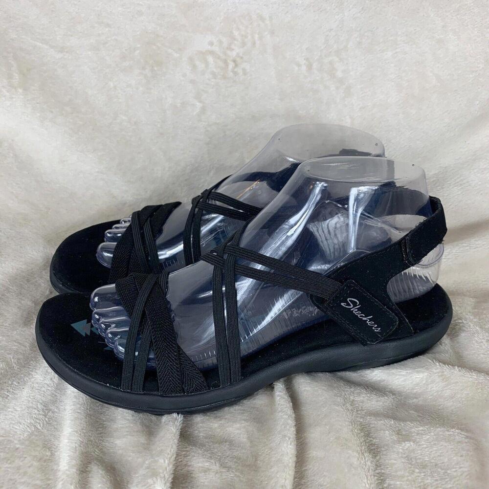 Skechers Womens Reggae Slim Takes Two Black Sandals Size 8 - 163112 BBK - Picture 3 of 10